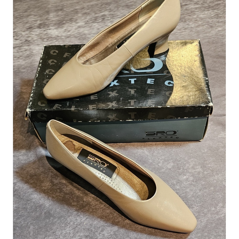 VTG SRO Flex Tec Stone/Beige Leather Pumps Heels Diane Women's SZ 9.5W
